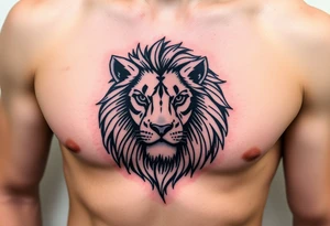 lion on one pec tattoo idea