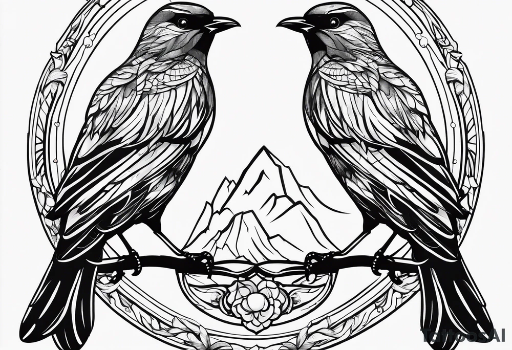 outline of two birds tattoo idea