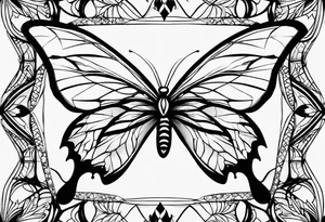 Simple butterfly on Indra's diamond network background tattoo idea