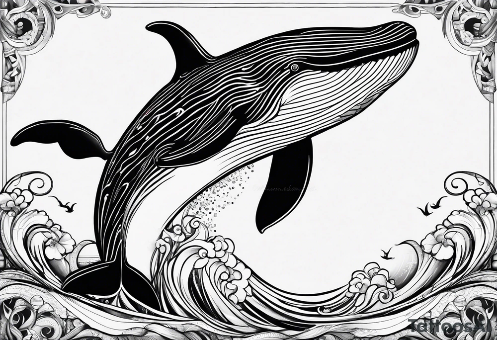 A great whale and the number 8 merged tattoo idea