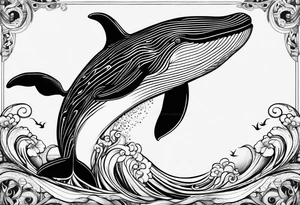 A great whale and the number 8 merged tattoo idea