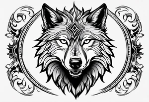 wolf face

fangs 

black and white tattoo idea