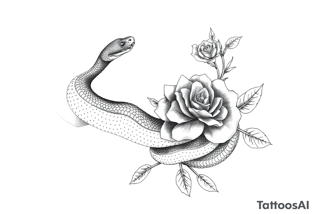 Snake with rose tattoo idea