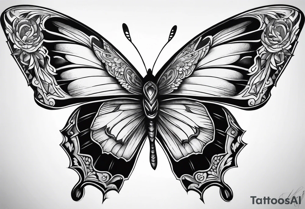 Warrior butterfly tattoo idea