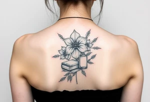 Flor de lótus, livros, vinhos, cafés, viagens e signo de gêmeos tudo junto tattoo idea