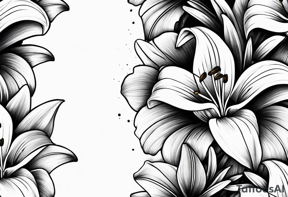 Lily flowers wrap around forearm tattoo idea