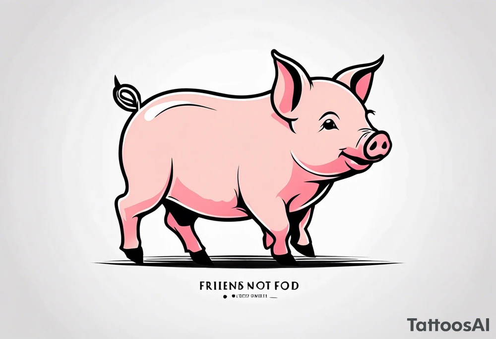 cute piglet.
with text: "friends not food" tattoo idea