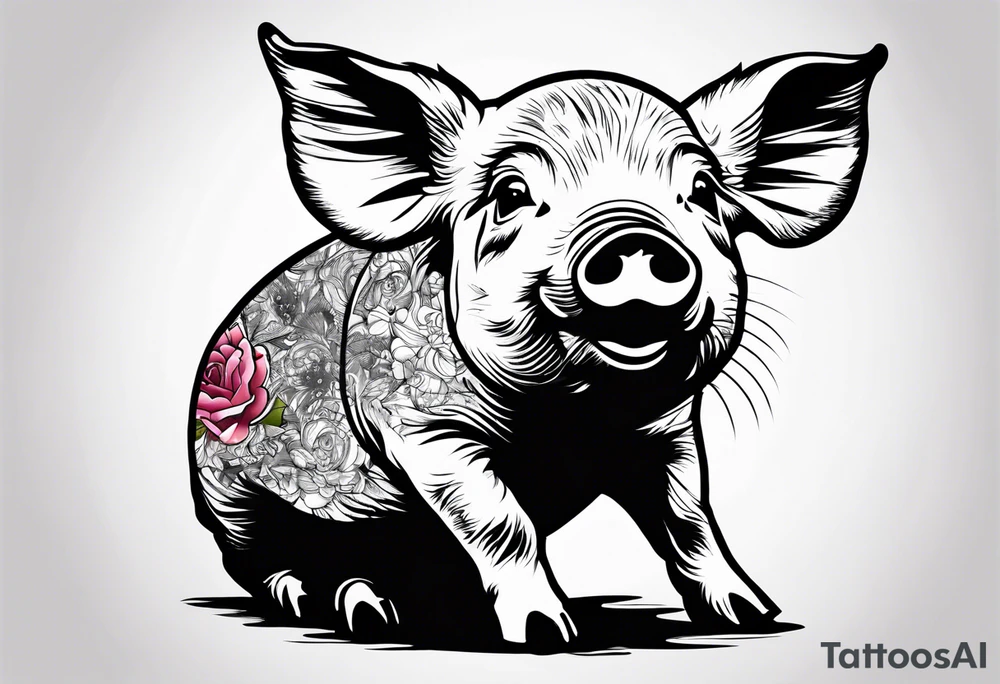 cute piglet.
with text: "friends not food" tattoo idea