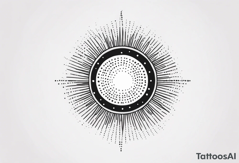 simple sun made of black dots and circles tattoo idea