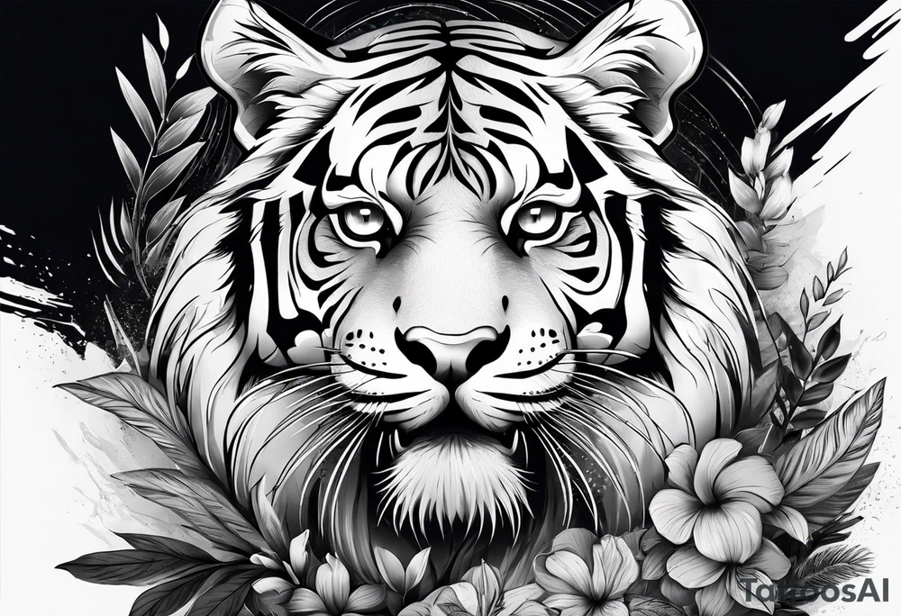 Tiger with one eye tattoo idea