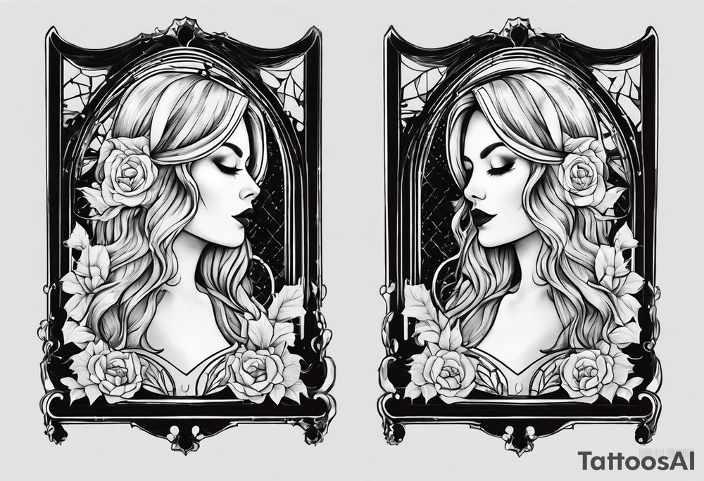 Bloody Mary ghost tattoo in a mirror tattoo idea