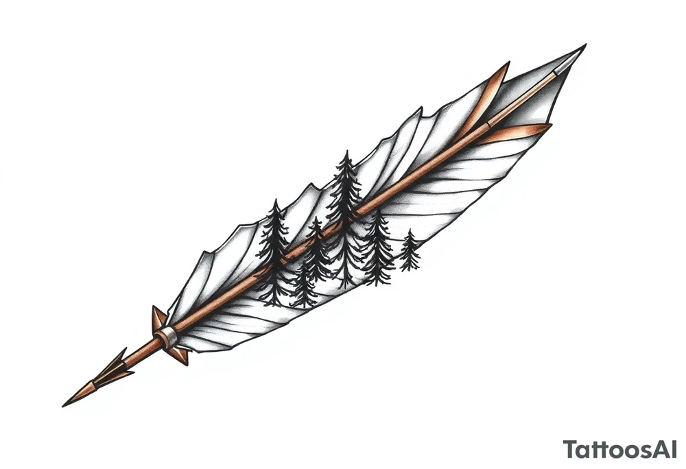 Arrow the Arrowhead is a mountaintop
The Fletching is made of Pine Trees tattoo idea