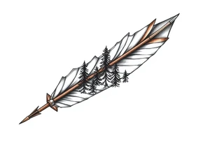 Arrow the Arrowhead is a mountaintop
The Fletching is made of Pine Trees tattoo idea