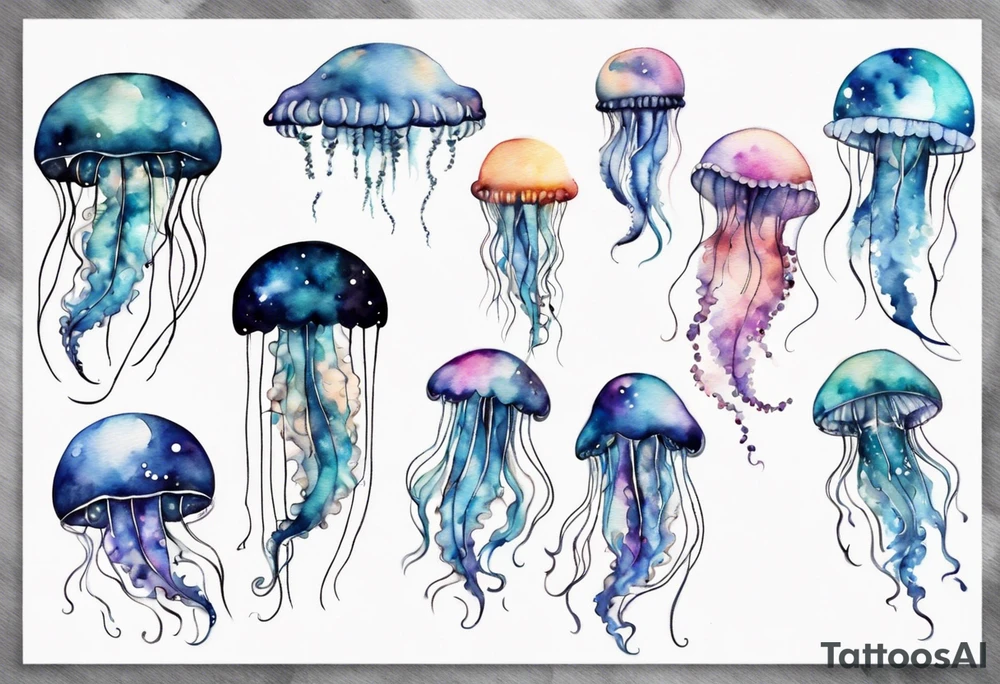 1 jellyfish going up into the moon tattoo idea