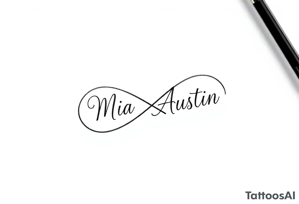 Infinity symbol with the name's Mia and Austin tattoo idea