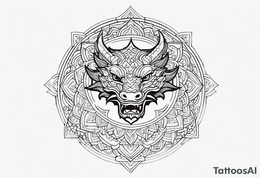Dragon outside Mandala tattoo idea