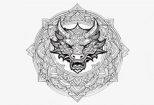 Dragon outside Mandala tattoo idea
