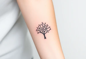 Fibonacci spiral shell inside of tree tattoo idea