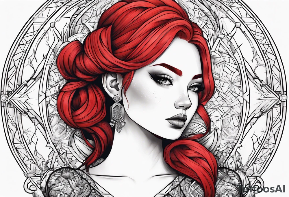 magic girl 
red hairs tattoo idea