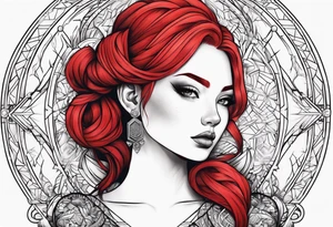magic girl 
red hairs tattoo idea