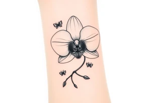 Orchid flower with two butterflies around it tattoo idea