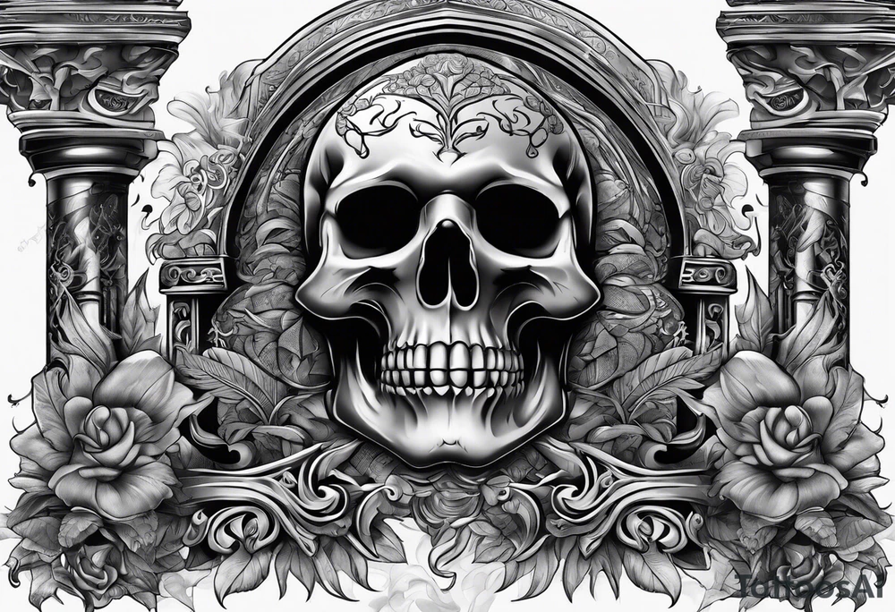 Tomb with smoke tattoo idea