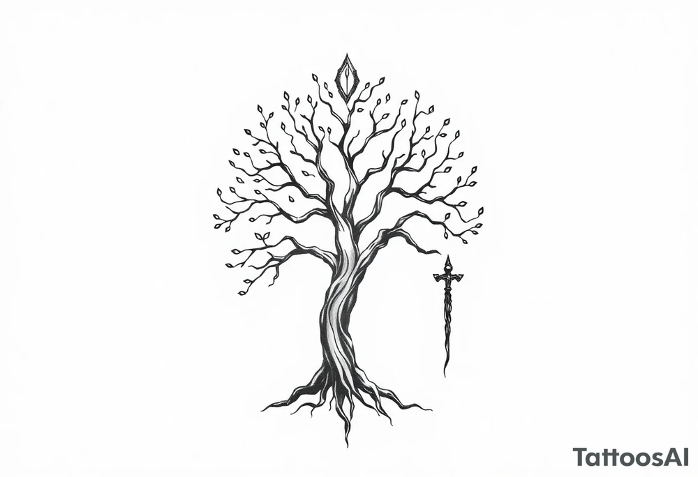 mystical tree of life with bringer of death tattoo idea