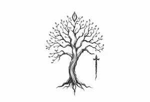 mystical tree of life with bringer of death tattoo idea