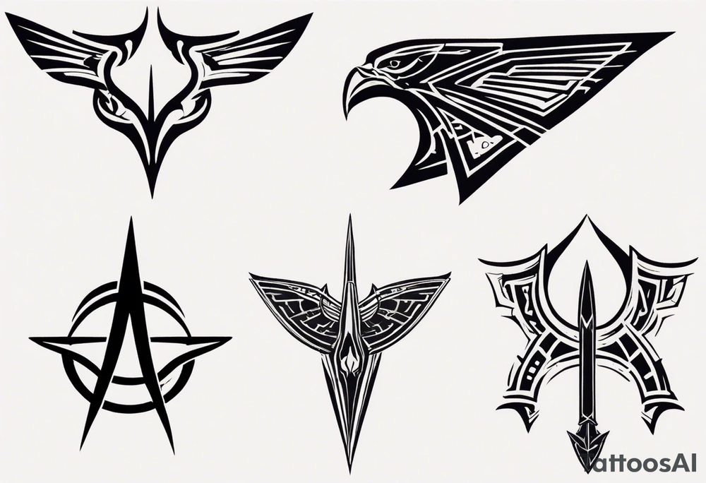 i have tattoos on my left arm that relate to the Klingons in Star Trek, including the symbol of the Klingon empire, the bat'leth sword, SOME KLINGON WRITING, AND A BIRD OF Prey starship. am looking for filler and additional details that are visually similar and complimentary to the imagery i am using already. tattoo idea