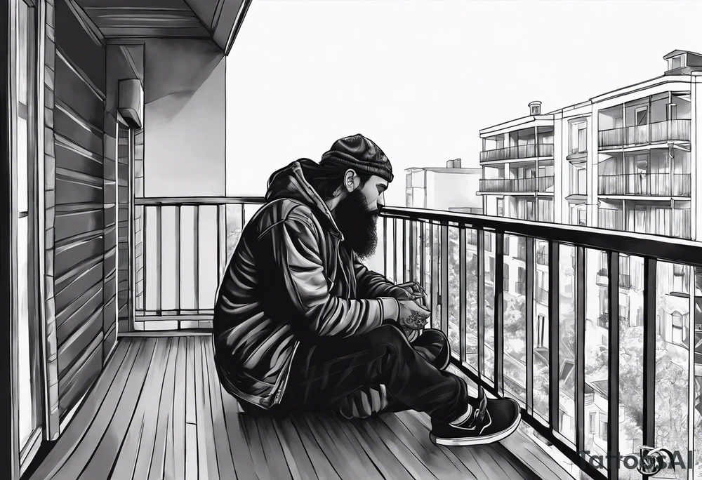 Homeless, man, Florida, balcony, smoke tattoo idea