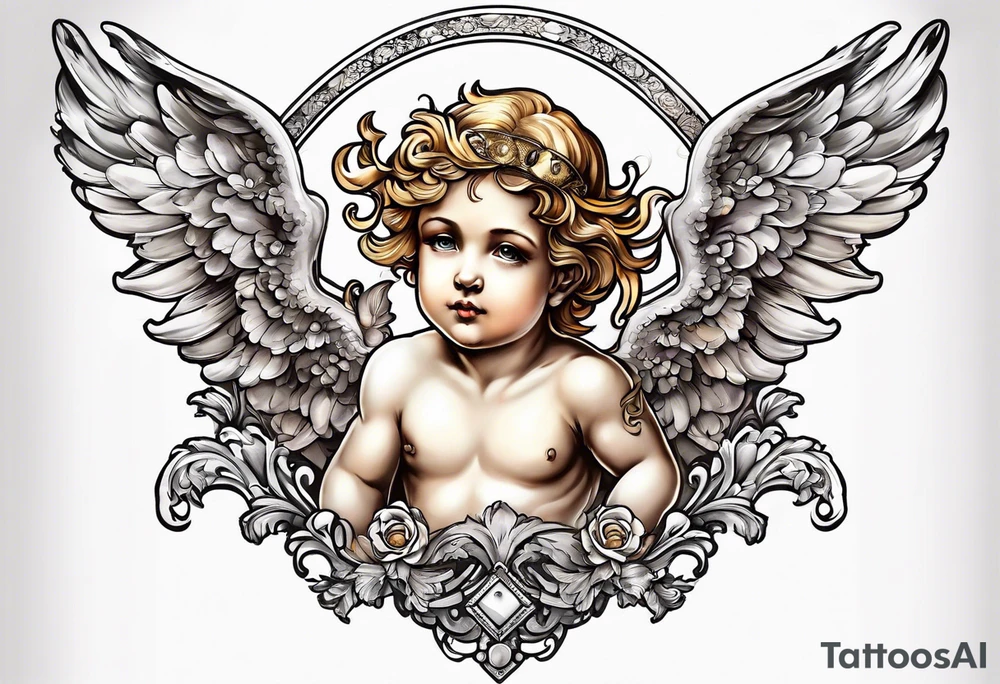 Flying Cherub renaissance tattoo idea
