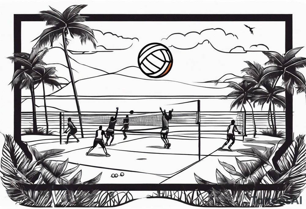 volleyball game on the beach tattoo idea