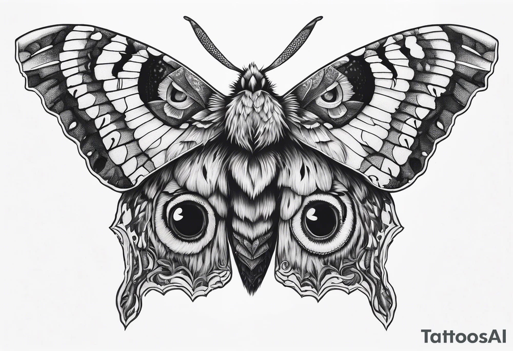 Dead head moth with owl eyes tattoo idea