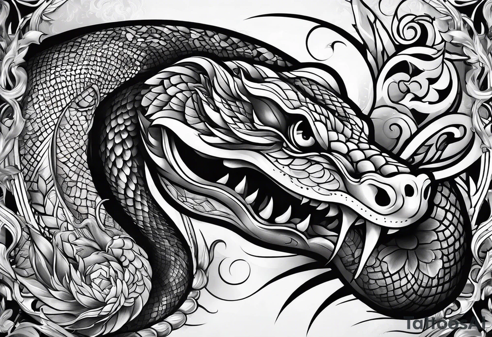 Schlange mit langen körper tattoo idea