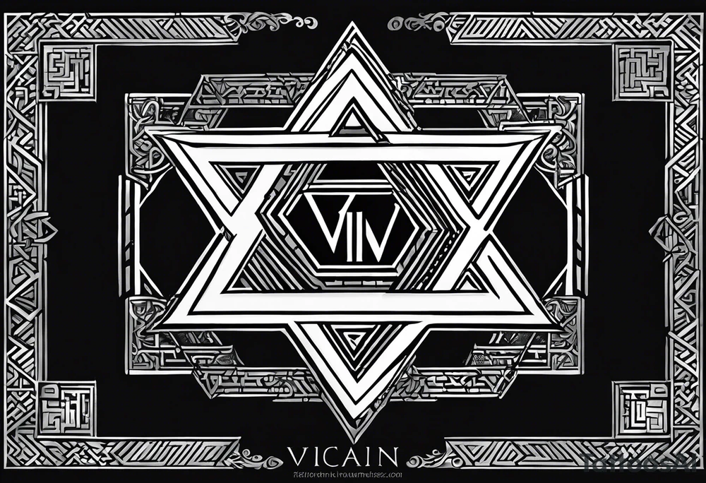 Ancient tetragrammaton to represent God's chosen one with elegant flair and the names "Vivian" and "Brandon" written in Hebrew in the background with a special message from God tattoo idea