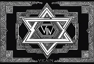 Ancient tetragrammaton to represent God's chosen one with elegant flair and the names "Vivian" and "Brandon" written in Hebrew in the background with a special message from God tattoo idea