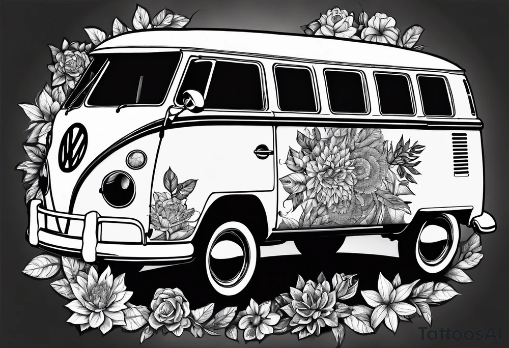 VW Kombi, Australian bush, Compassrose tattoo idea