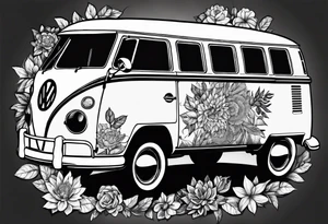 VW Kombi, Australian bush, Compassrose tattoo idea