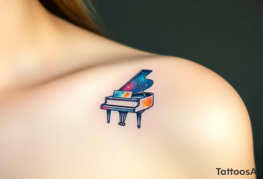 dreamy piano under the stars tattoo idea