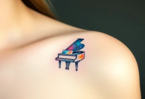 dreamy piano under the stars tattoo idea