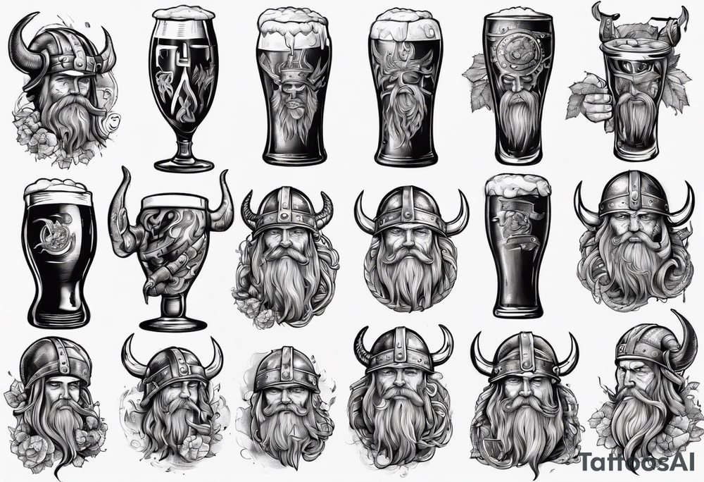viking drinking beer tattoo idea