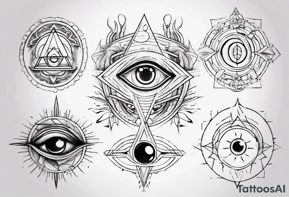 Third eye abstract fine line sketch style. tattoo idea
