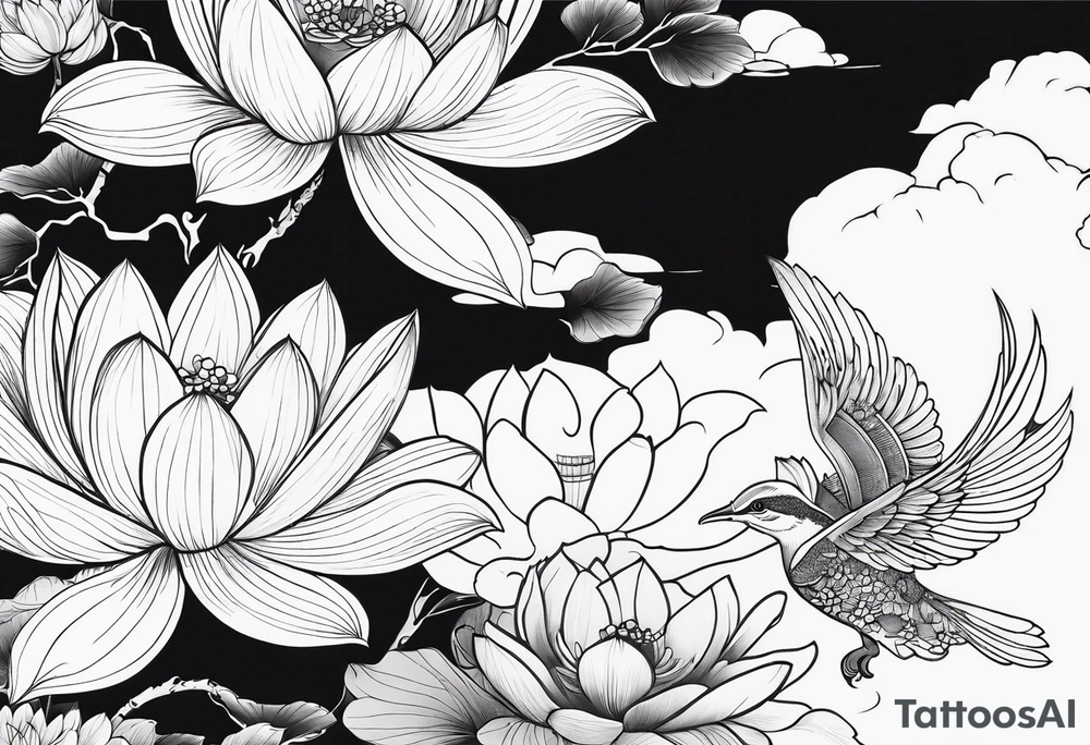 Lotus flowers phoenix cherry blossom china building tattoo idea