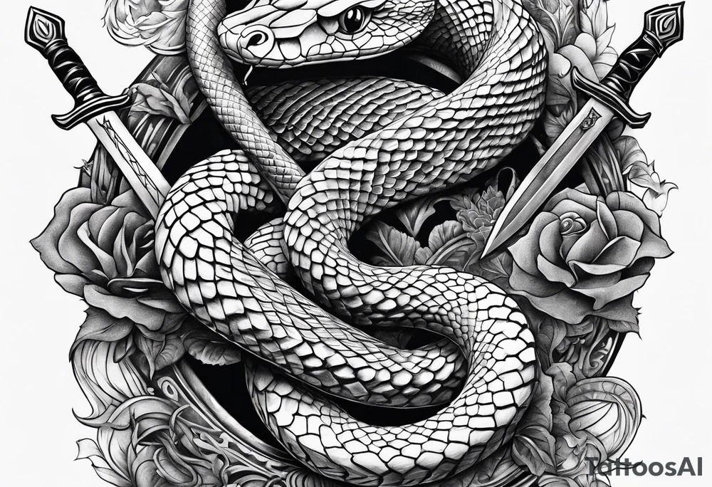 Snake around sword tattoo idea