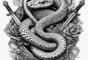 Snake around sword tattoo idea