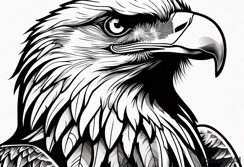 American eagle with abstract lines and contouring tattoo idea