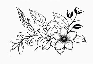 floral and vine. outline. one line tattoo idea