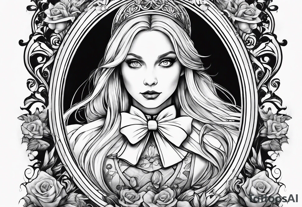 Alice in wonderland, Alice solo facing the viewer tattoo idea