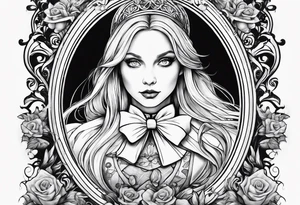 Alice in wonderland, Alice solo facing the viewer tattoo idea