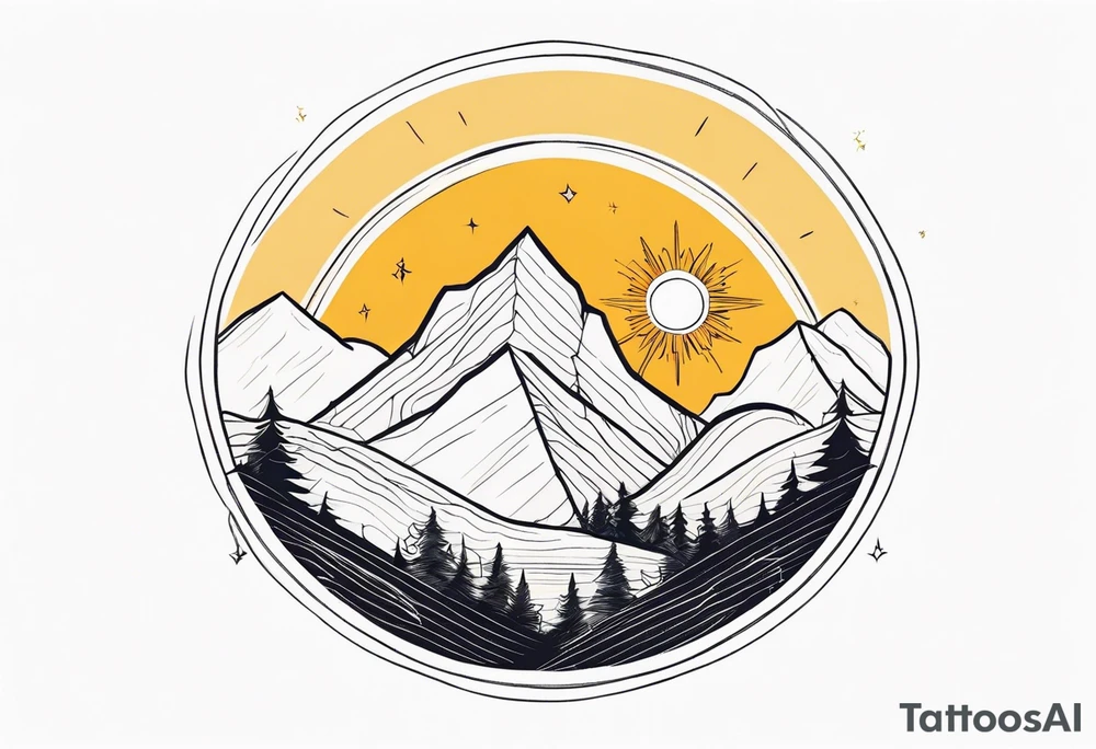 mountains with a sun tattoo idea